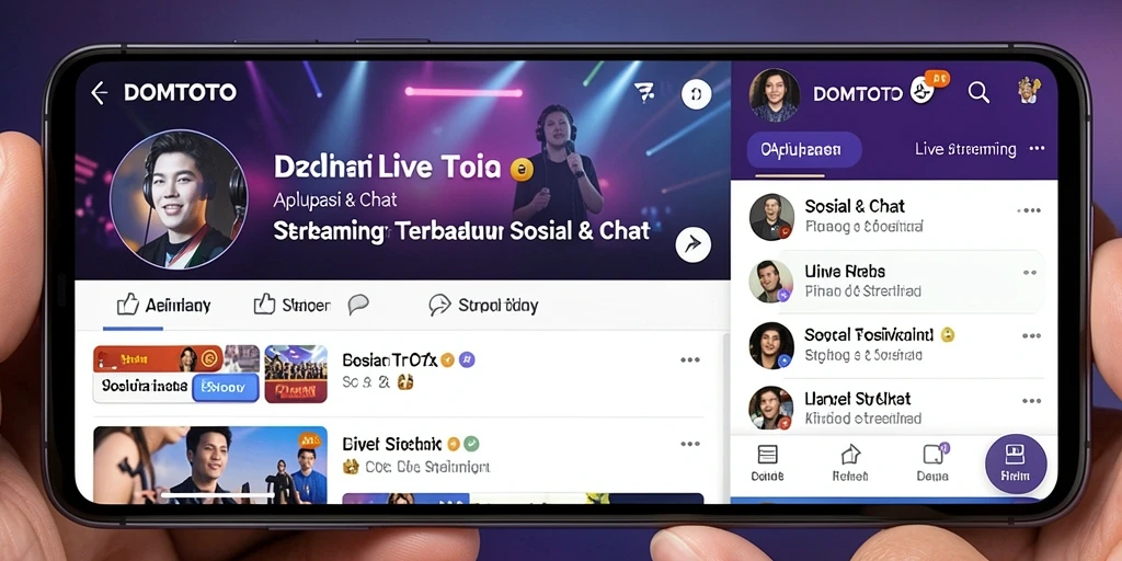 Antarmuka menarik dari DOMTOTO yang menunjukkan fungsi Live Streaming.