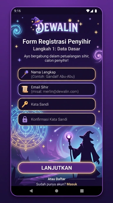 Tampilan halaman daftar dewalin