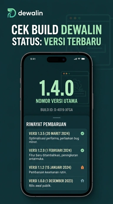 Tampilan riwayat versi dewalin